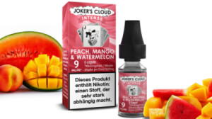 Jokers Cloud Intense Peach Mango Watermelon Liquid mit dem Geschmack von Pfirsich, Mango und Wassermelone